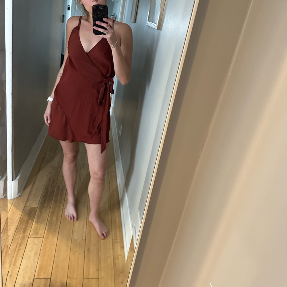 Free People Rust Wrap Dress